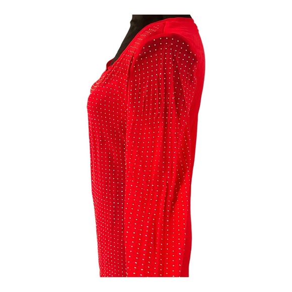 INC INTERNATIONAL CONCEPTS WOMEN'S RED LS STUDDED TOP SZ L - Picture 5 of 6